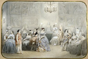 De actrice Mlle Rachel in de foyer van de Comédie Française